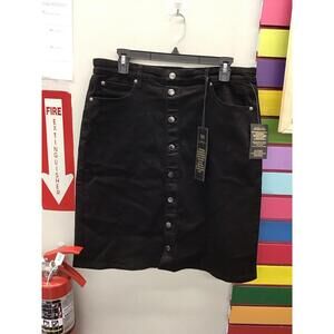 Diane Gilman women’s midi Jean skirt size 16 black button down new HSN